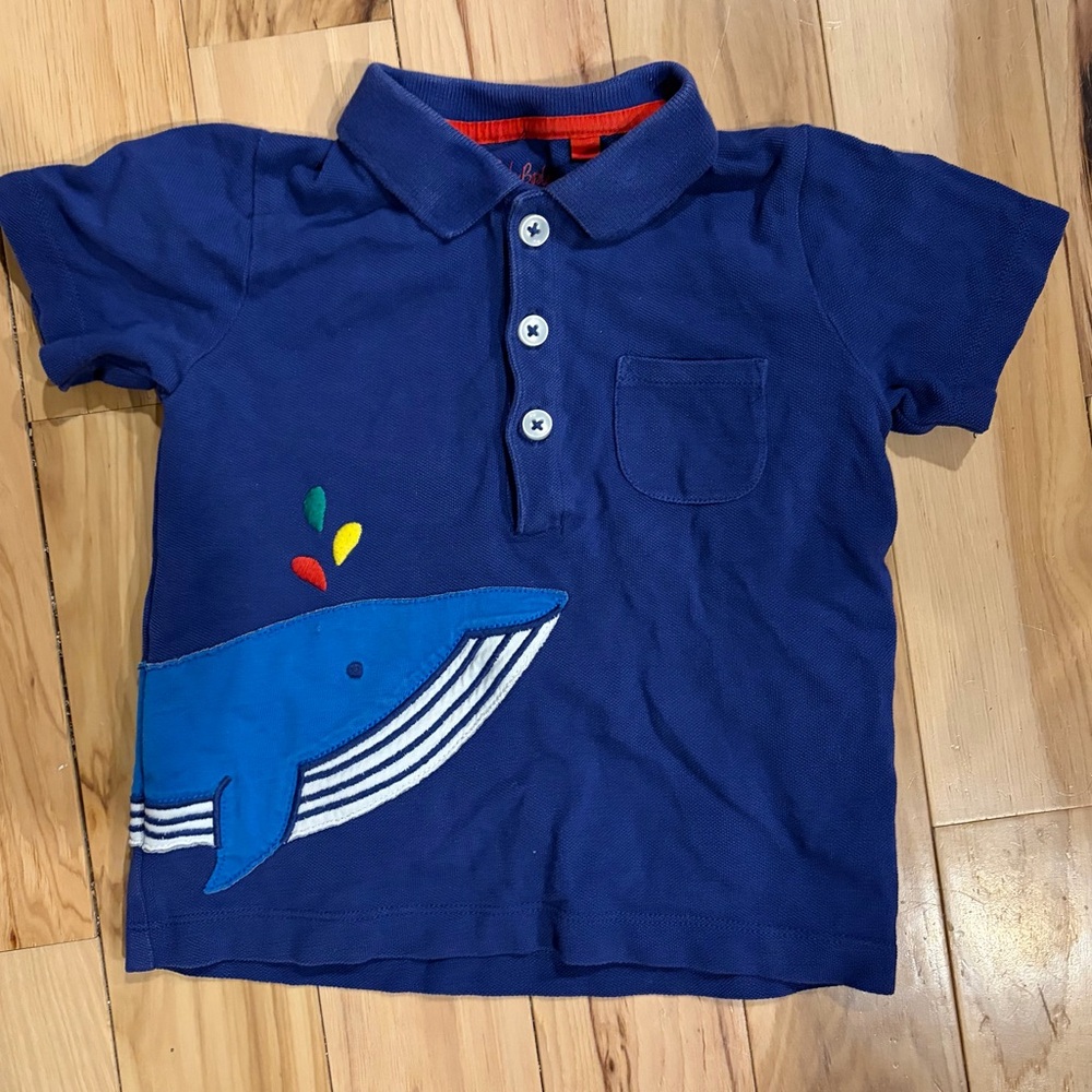 Baby Boden Navy Polo with Whale Design
